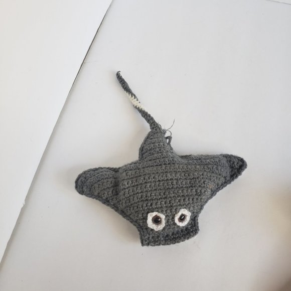 None Other - Handmade Crochet Manta Ray Stuffy Stuffed Animal Plush Unique Kids Homeschooling